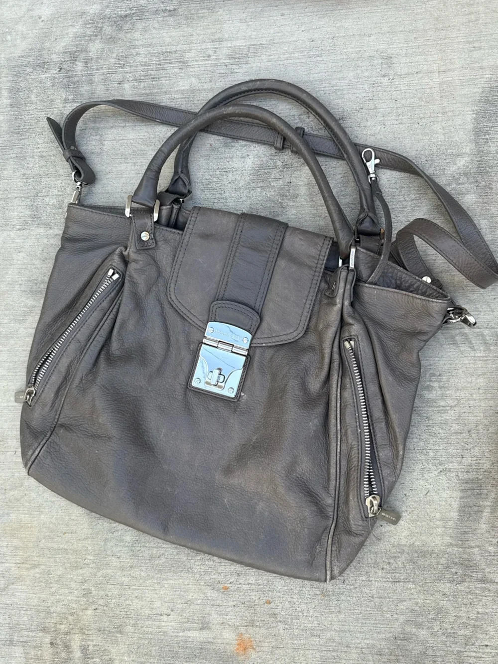 Men's Leather Shoulder Bag in Dark Gray - Stylish Everyday Carry